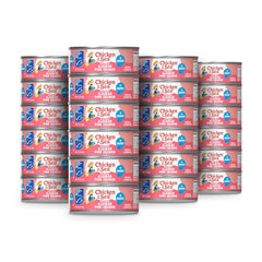 Chicken of the Sea front packaging showing 24-pack, convenient pantry stocking
