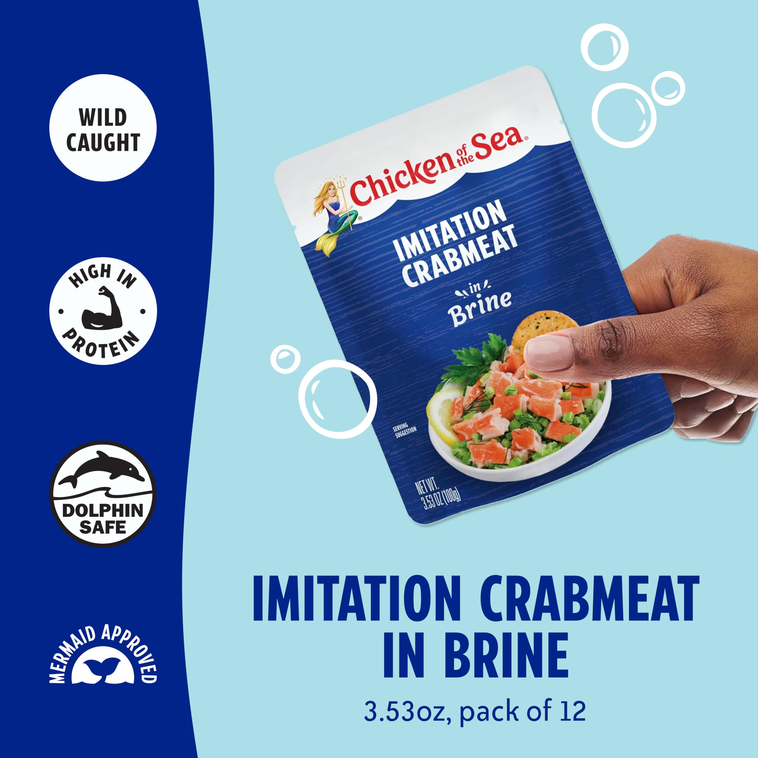 Chicken of the Sea open pouch with crabmeat visible for easy use