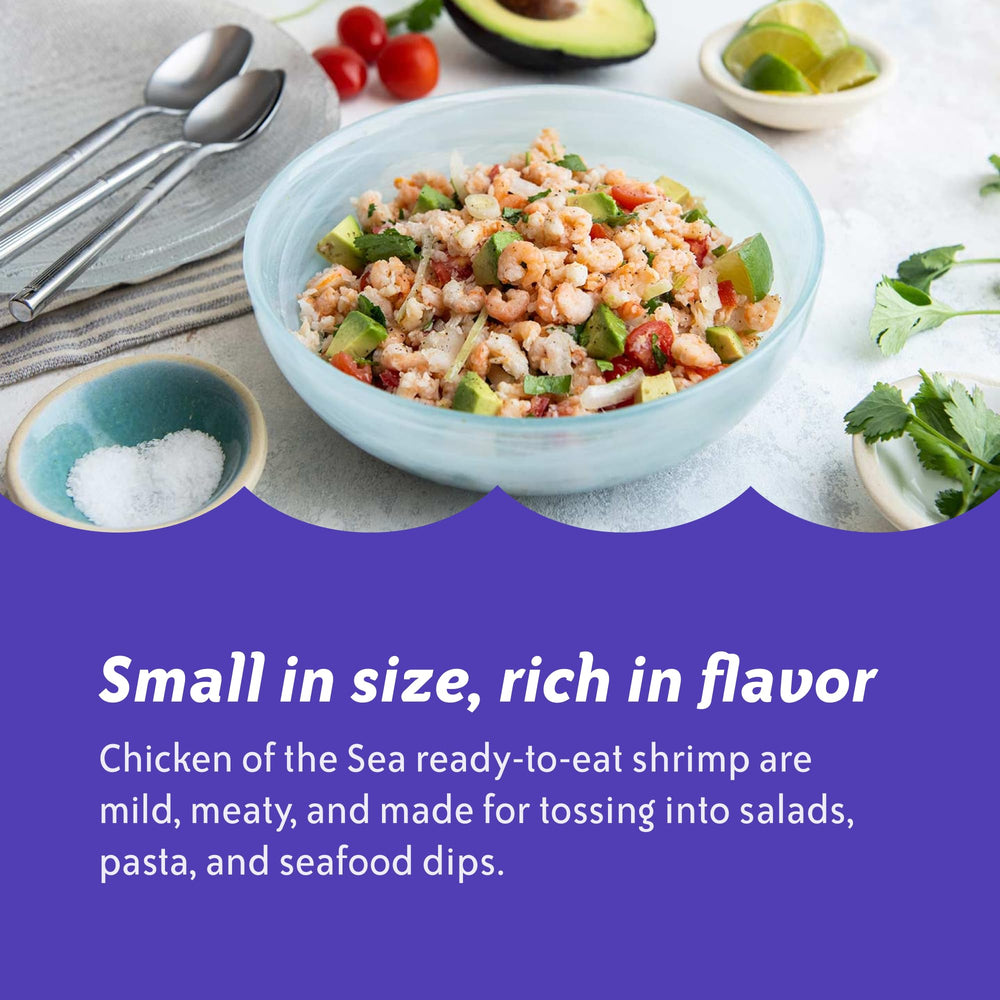 Chicken of the Sea shrimp served on salad showing quick protein boost for healthy meals