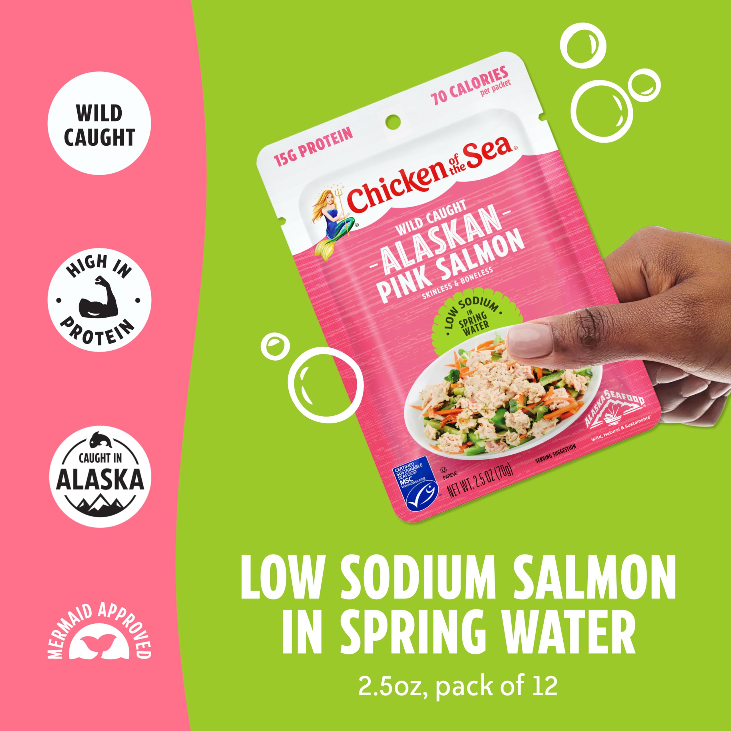 Chicken of the Sea single 2.5 oz packet ready to tear open for portable protein