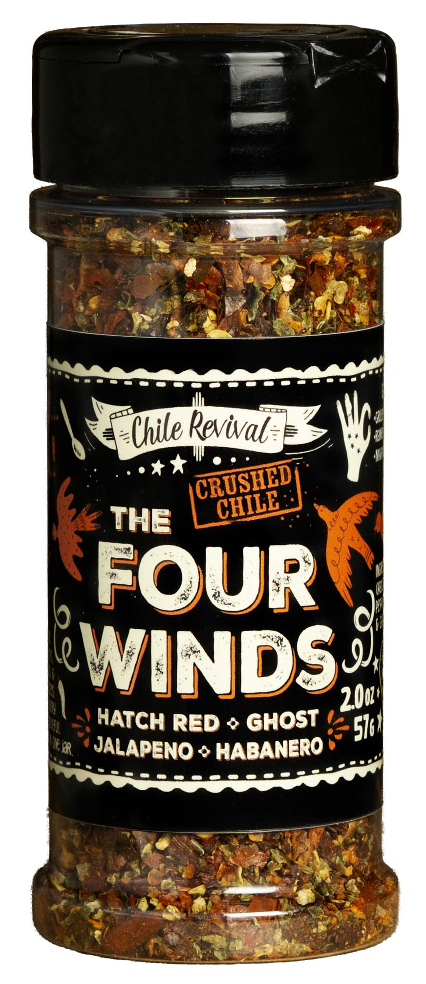 Chile Revival front packaging showing blend and clear jar, highlights freshness