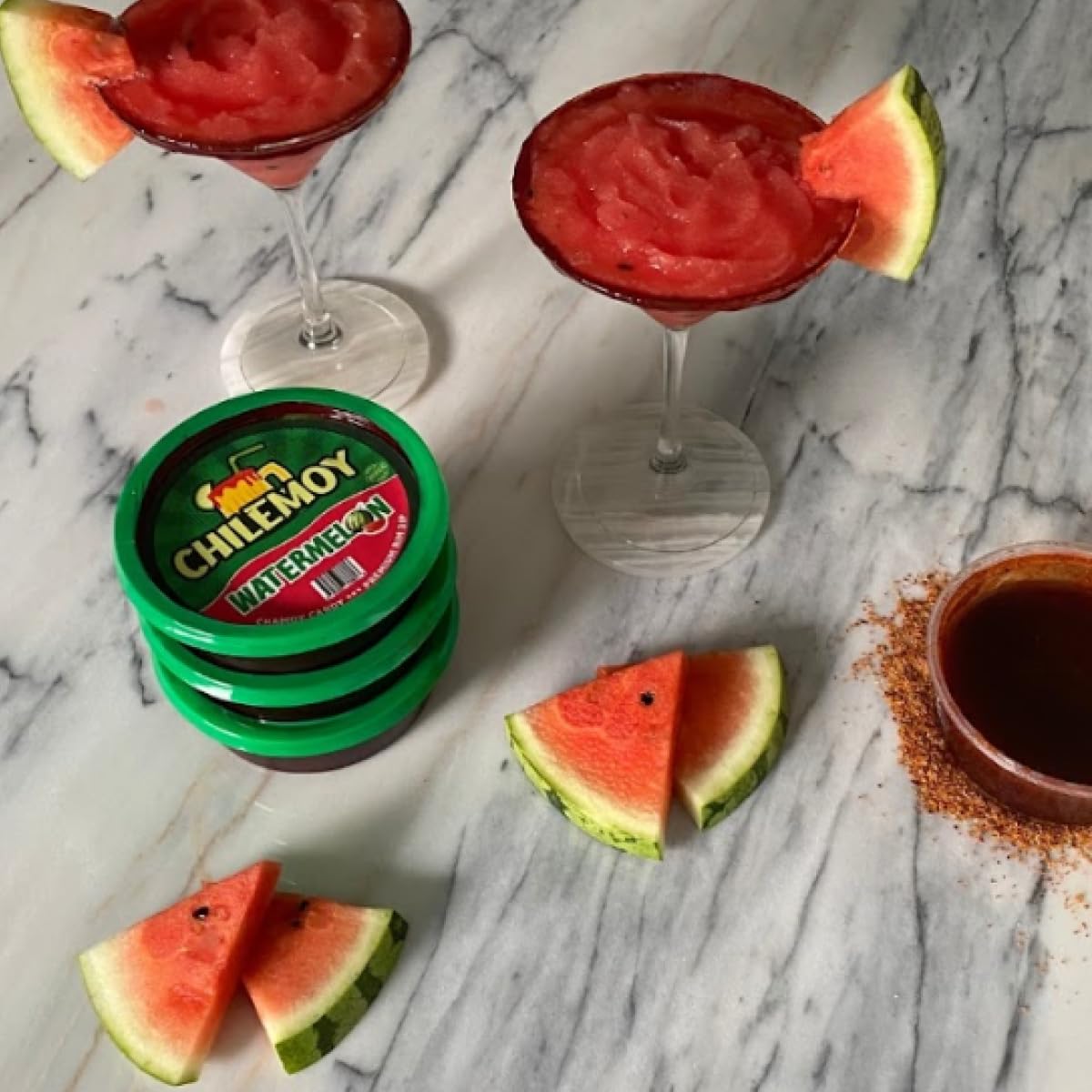 CHILEMOY close-up of chamoy paste with chili flecks showing authentic spice presence