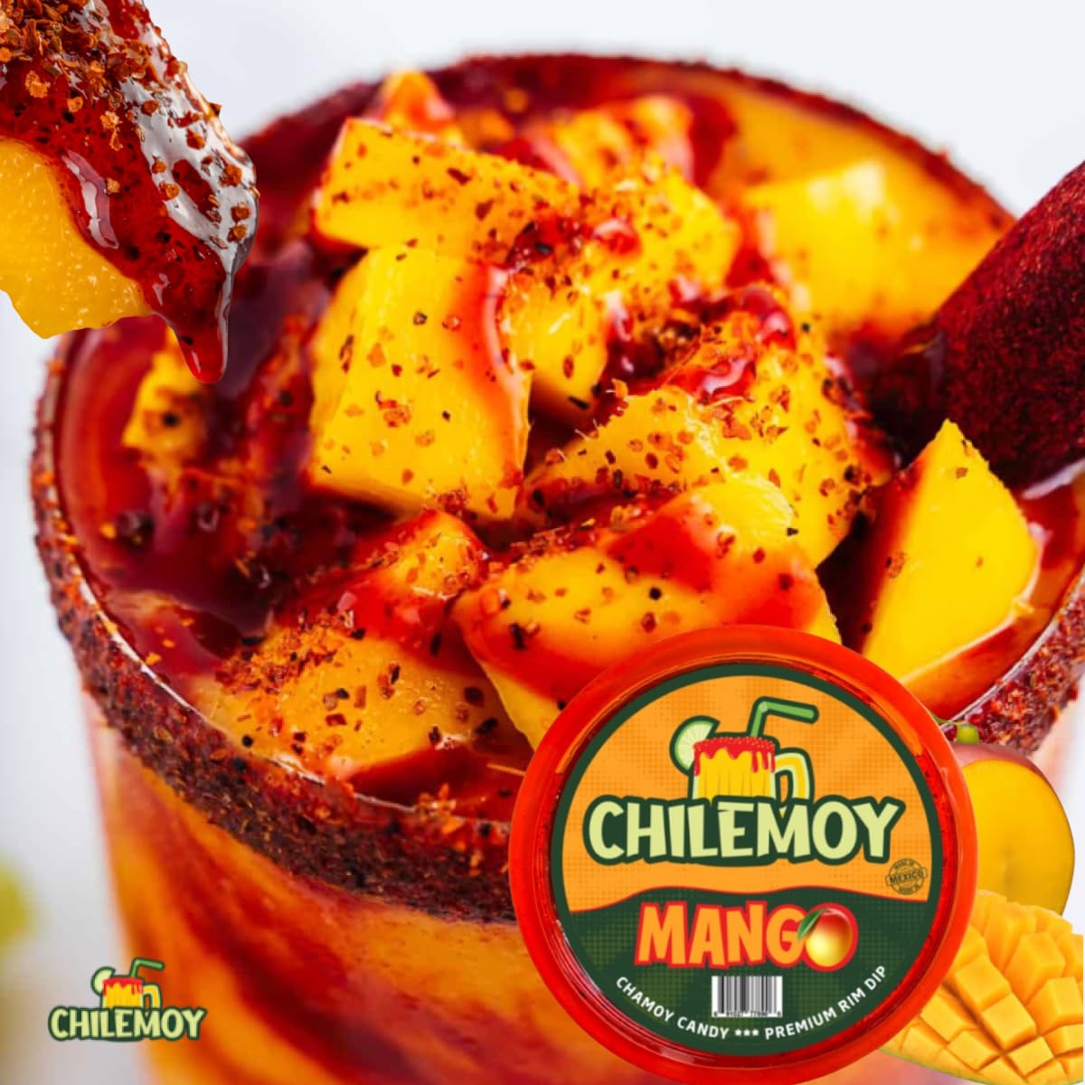 CHILEMOY next to measuring spoon showing 8oz size and portion control benefit