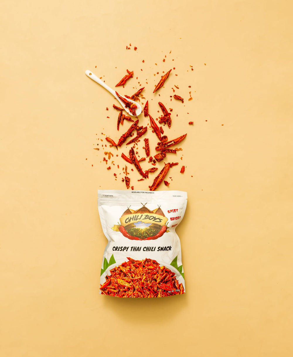 Chili Boys 120g next to a ruler showing compact size and pantry-friendly portion