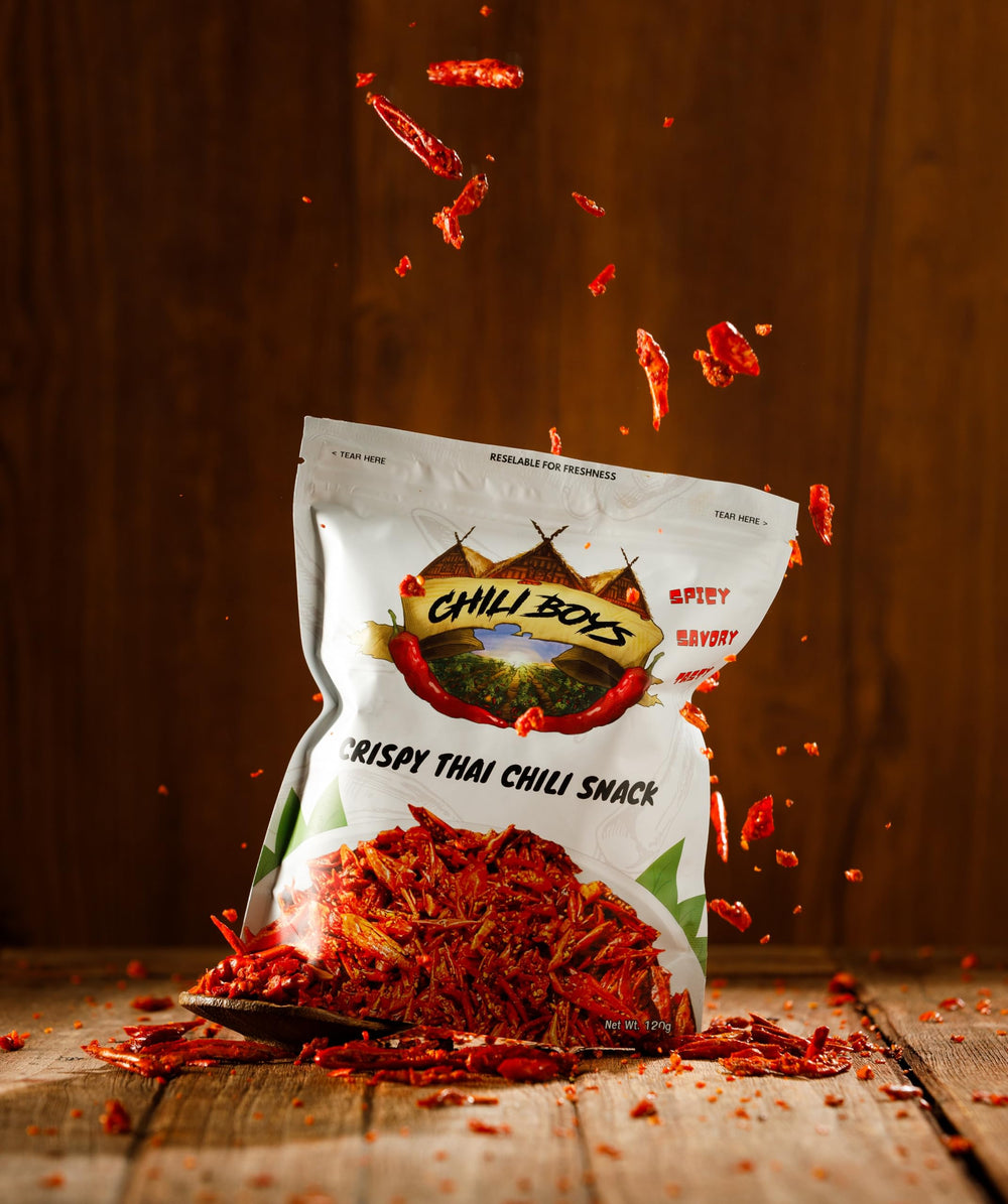Chili Boys ingredients label view emphasizing vegan, no added sugar benefit
