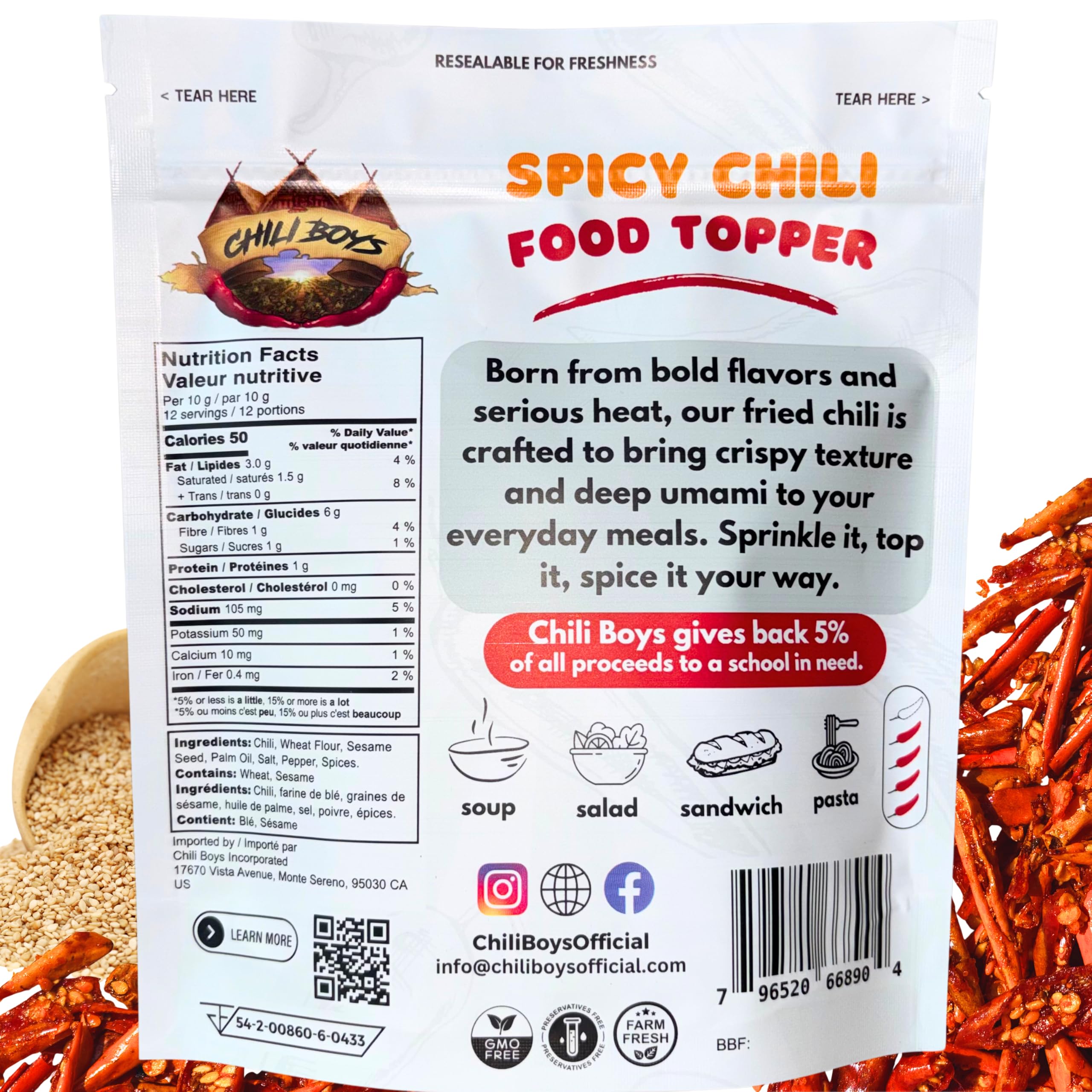 Chili Boys close-up of crunchy fried chili bits highlighting crisp texture benefit