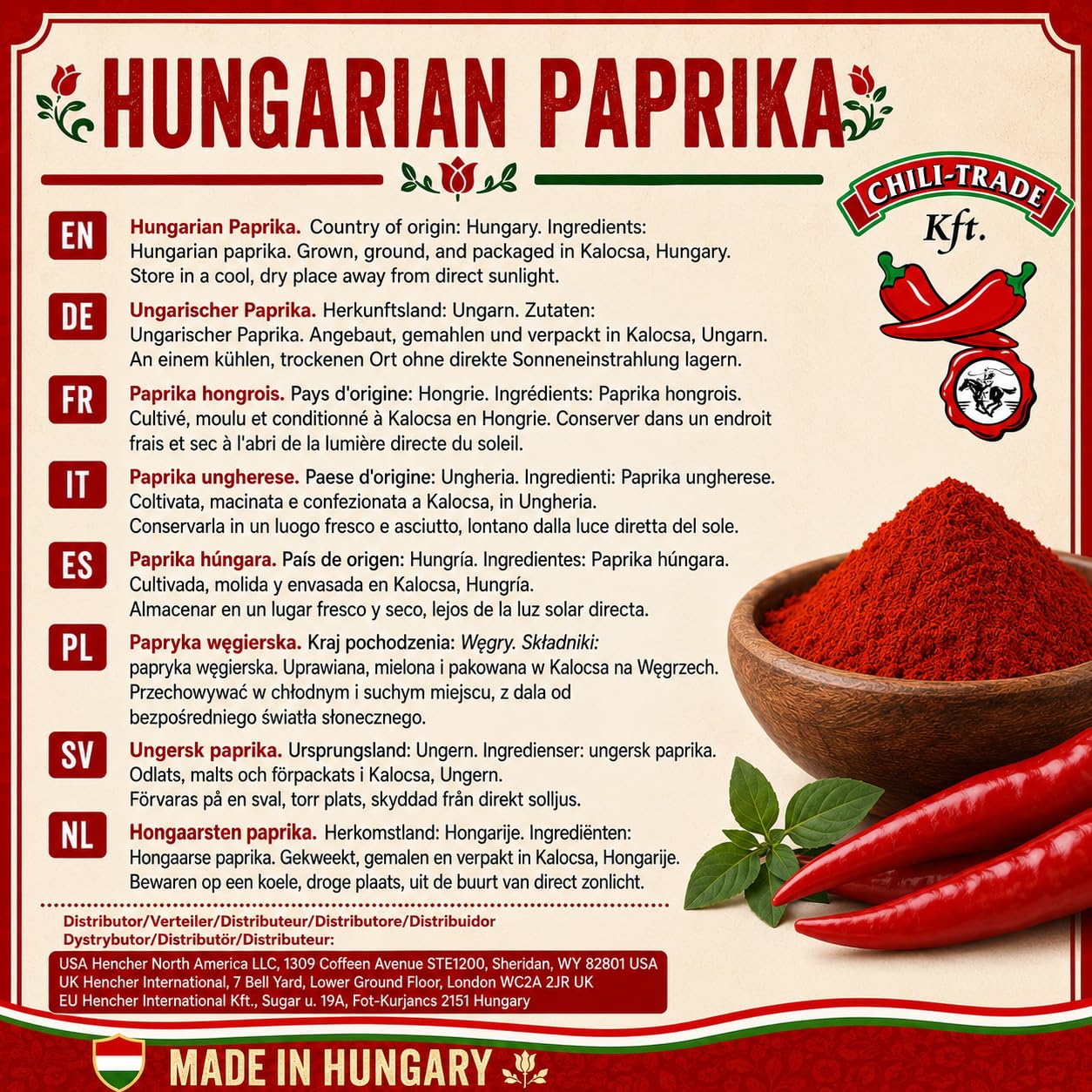 CHILI-TRADE paprika used as rub on grilled meat showing smoky enhancement