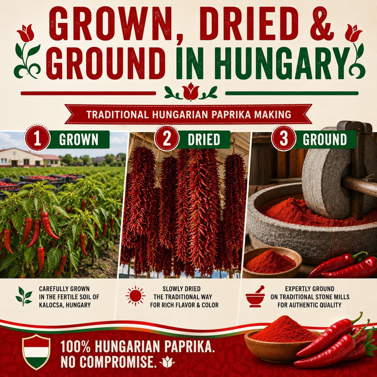 CHILI-TRADE paprika sprinkled on goulash bowl enhancing authentic flavor