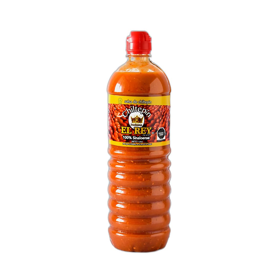 CHILTEPIN PRODUCTOS EL REY front bottle view showing label and 1 liter size for seafood seasoning
