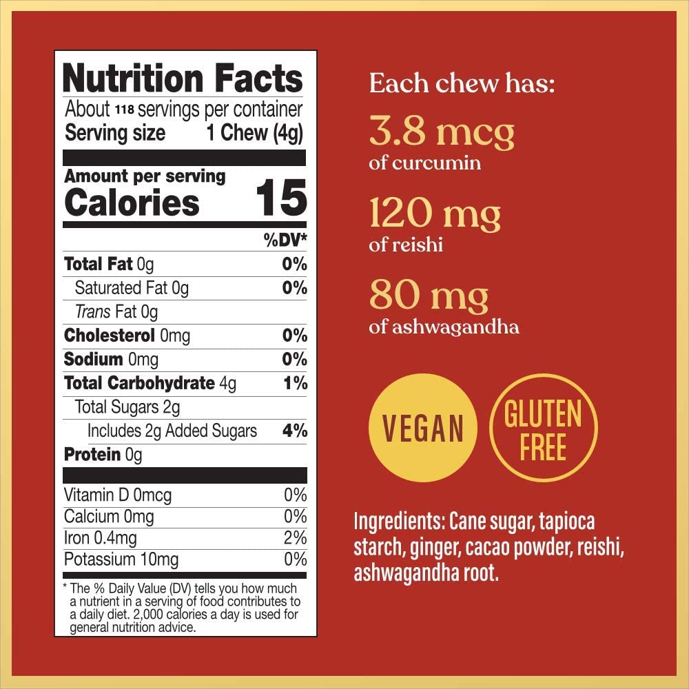 Chimes dark cacao powder and chews highlighting cocoa flavor benefit