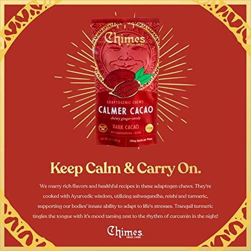 Chimes reishi mushroom next to chews emphasizing adaptogen inclusion
