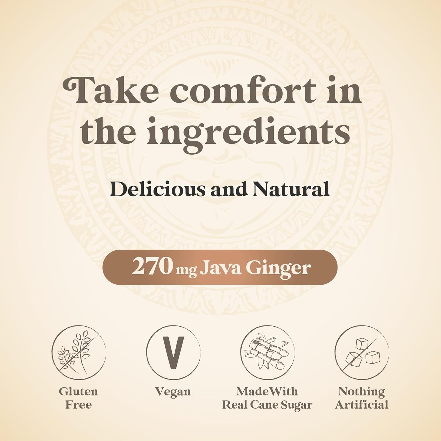 Chimes ingredients label close-up listing real ginger and flavor details