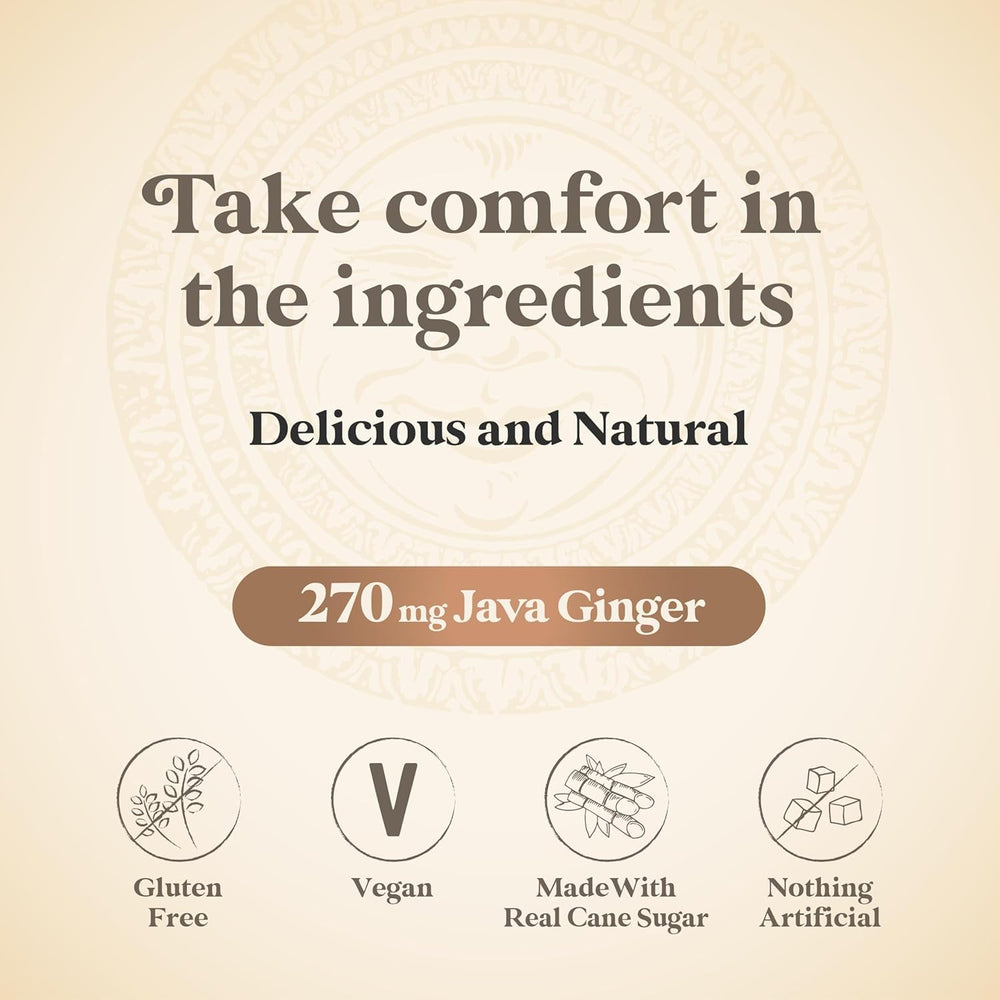 Chimes ingredients label close-up listing real ginger and flavor details