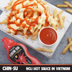 CHIN-SU sauce pouring to show smooth texture and glossy finish