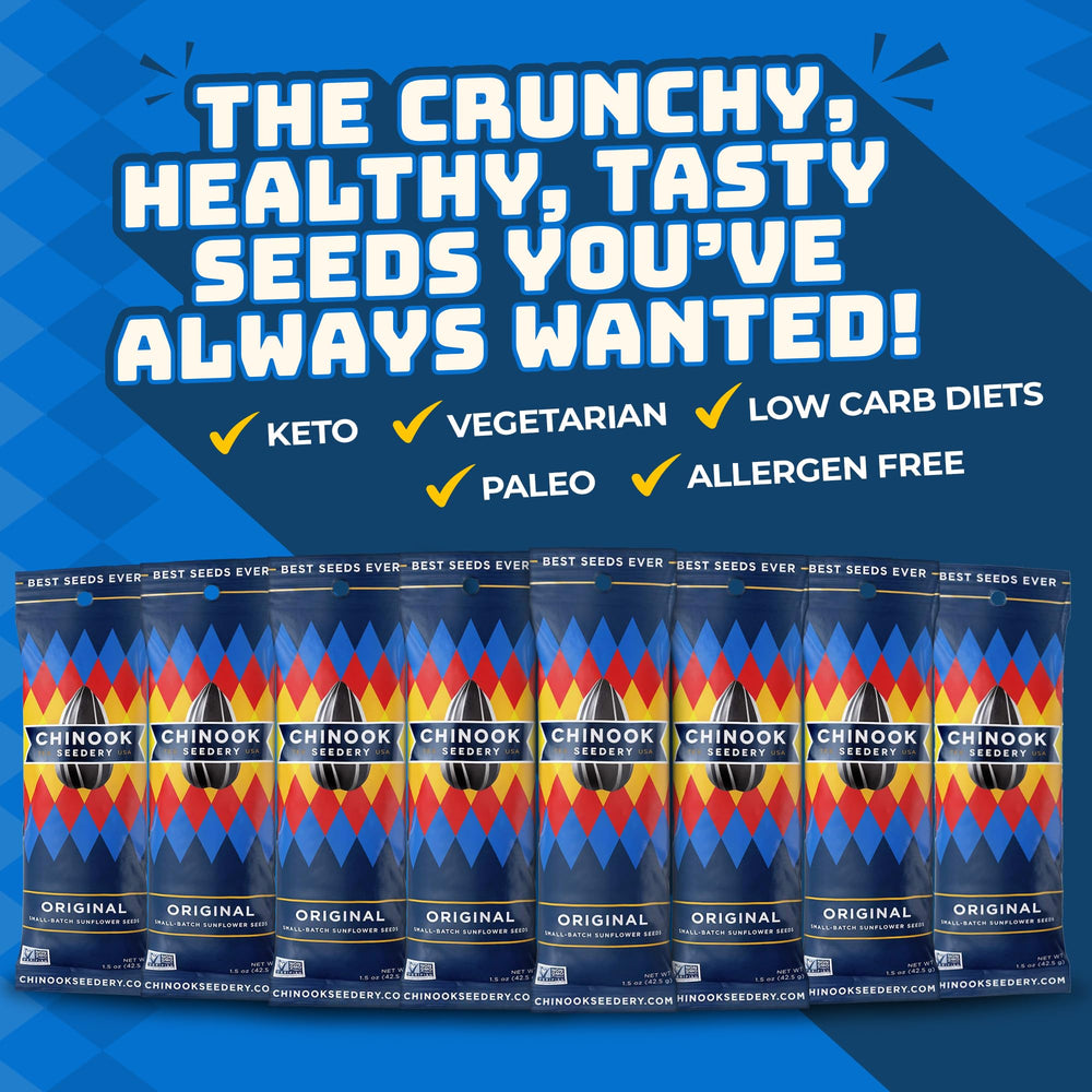 Chinook Seedery single-serve pouch in a baseball dugout for game-time snacking