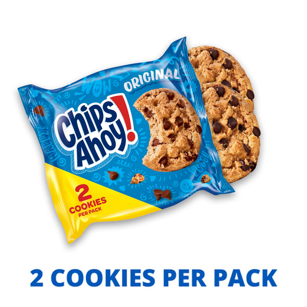 Chips Ahoy! chocolate chip closeup emphasizing real chocolate pieces