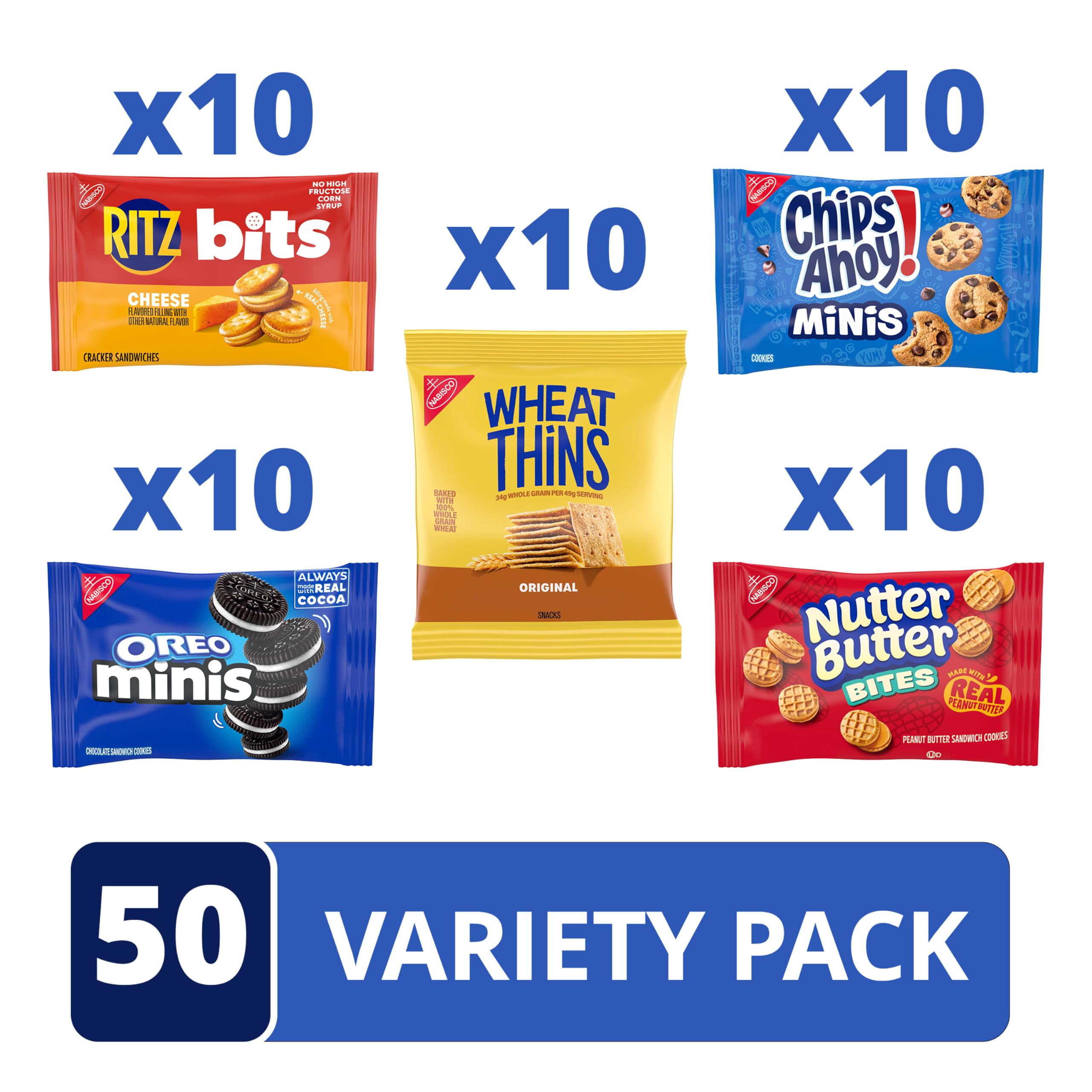 Mini CHIPS AHOY! pack front showing chocolate chips and portion control benefit
