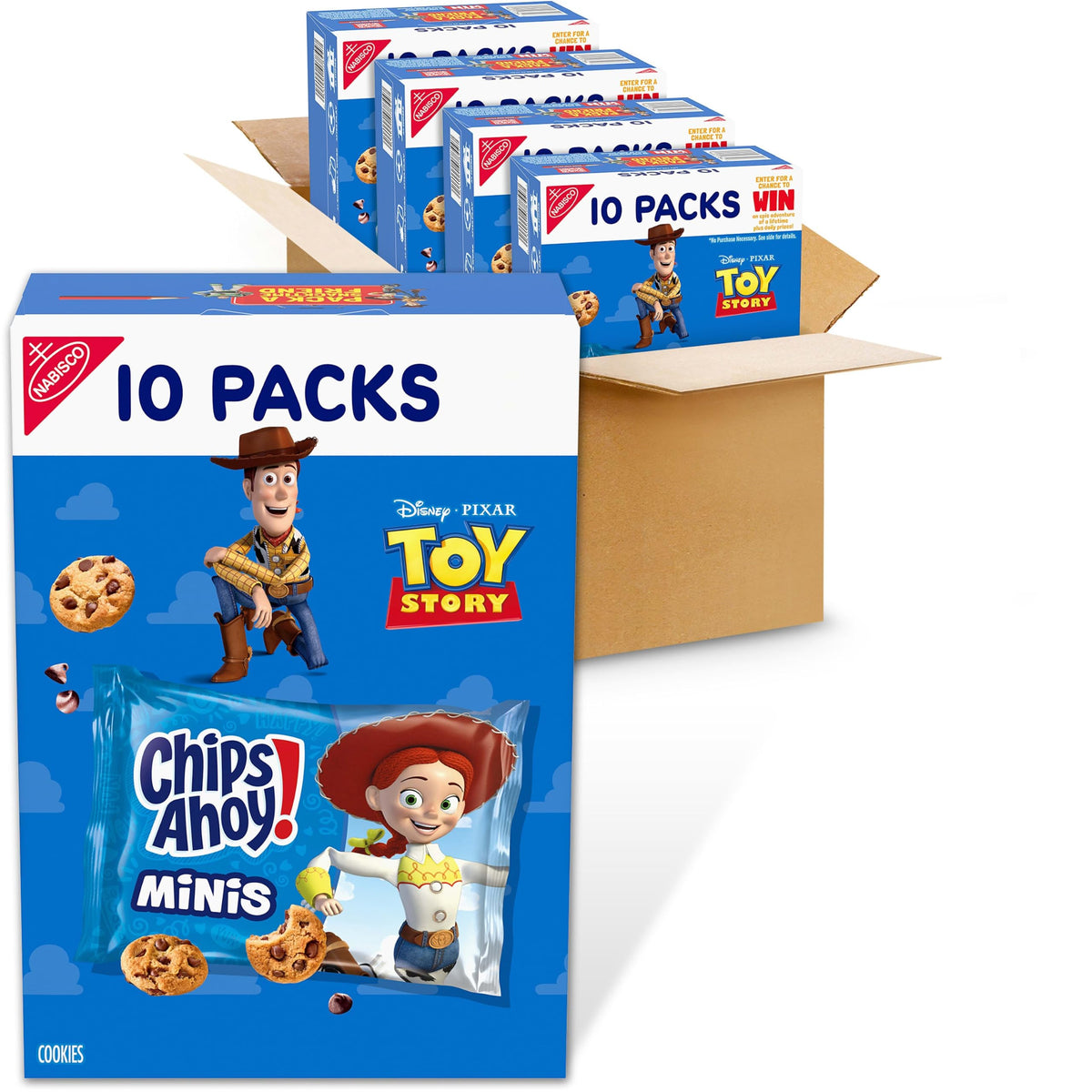 Chips Ahoy! front packaging showing 40 snack packs for easy storage and grab-and-go