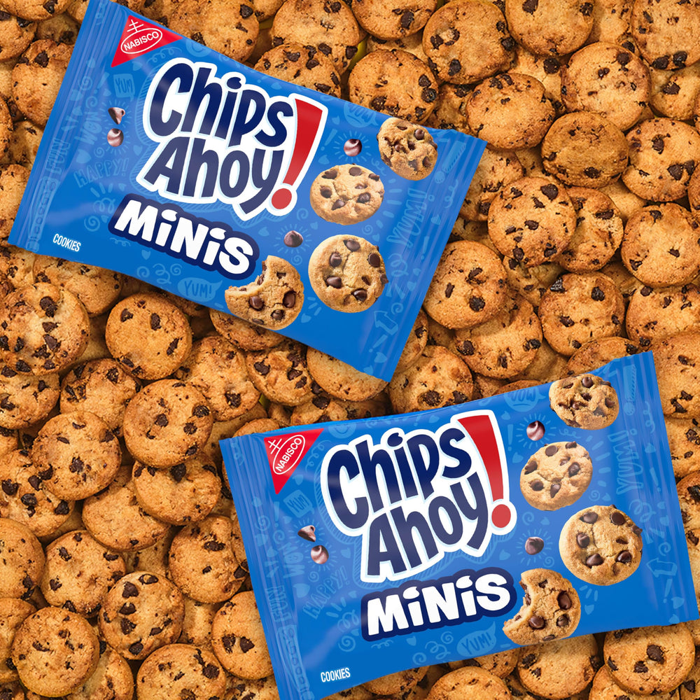 Chips Ahoy! stacked boxes of minis displaying bulk supply and pantry-ready storage