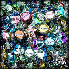 Chipurnoi Glitterati arranged to show six mint flavor assortment, clear variety