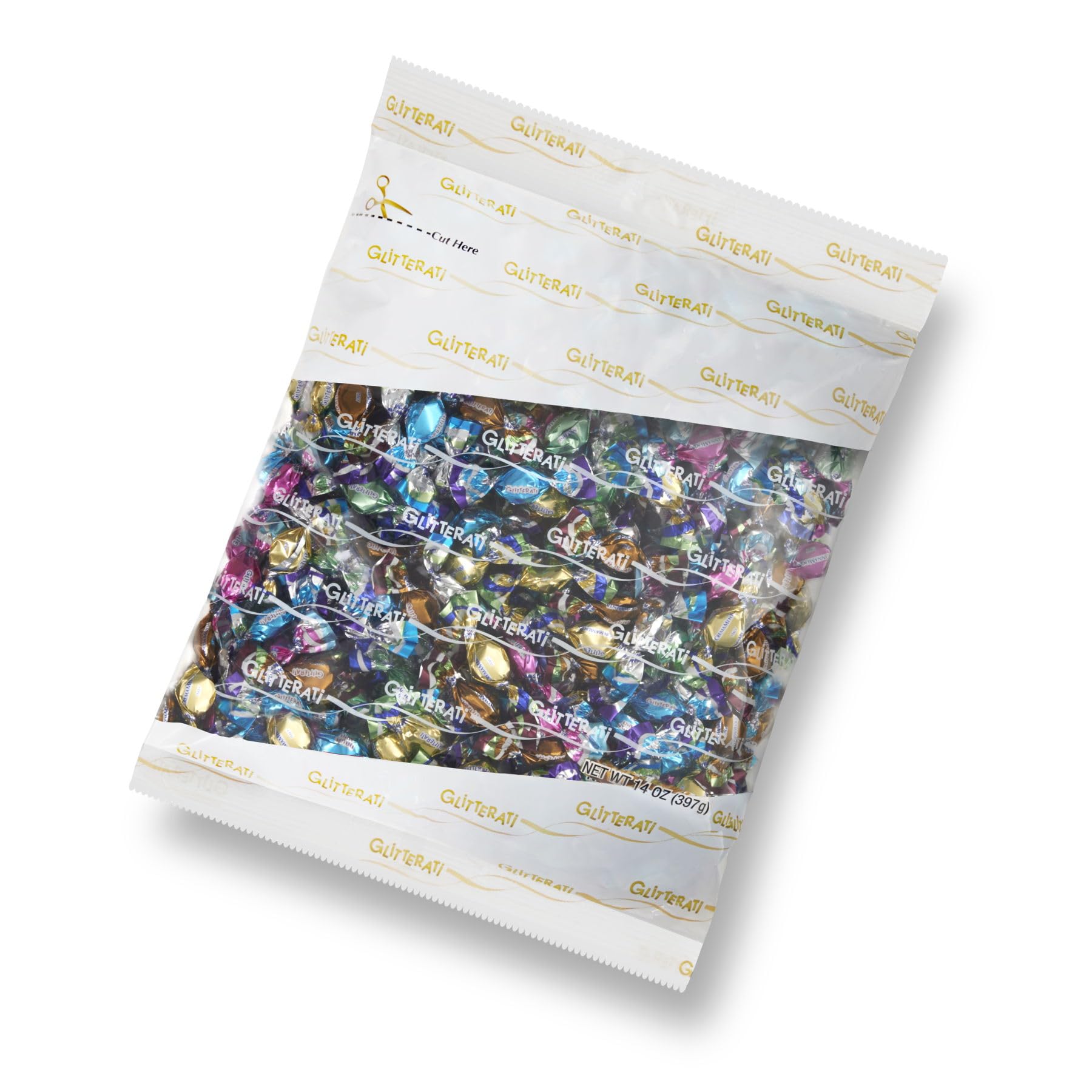 Chipurnoi Glitterati front packaging showing bulk 14 oz pack, convenient for events