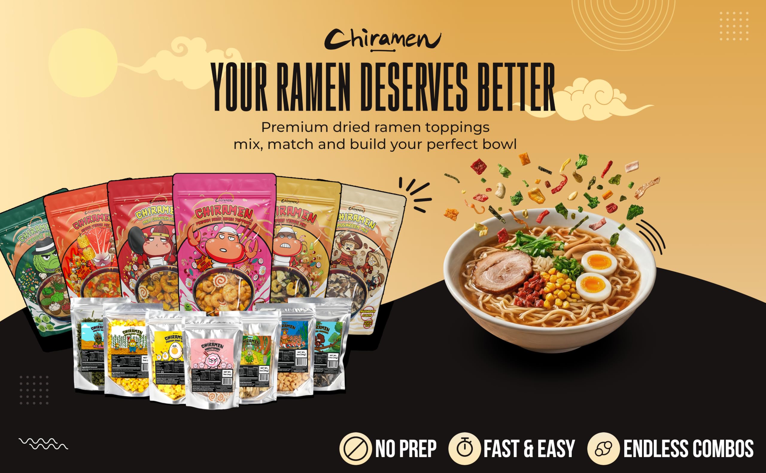 Chiramen in a kitchen lifestyle scene suggesting quick meal preparation benefit