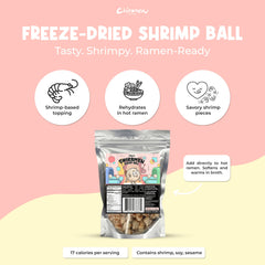 Chiramen shrimp balls in ramen bowl enhancing flavor and protein