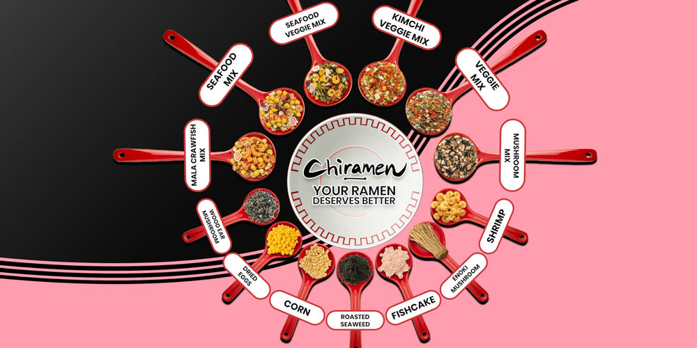 Chiramen portion beside a teaspoon for serving-size comparison and portion control
