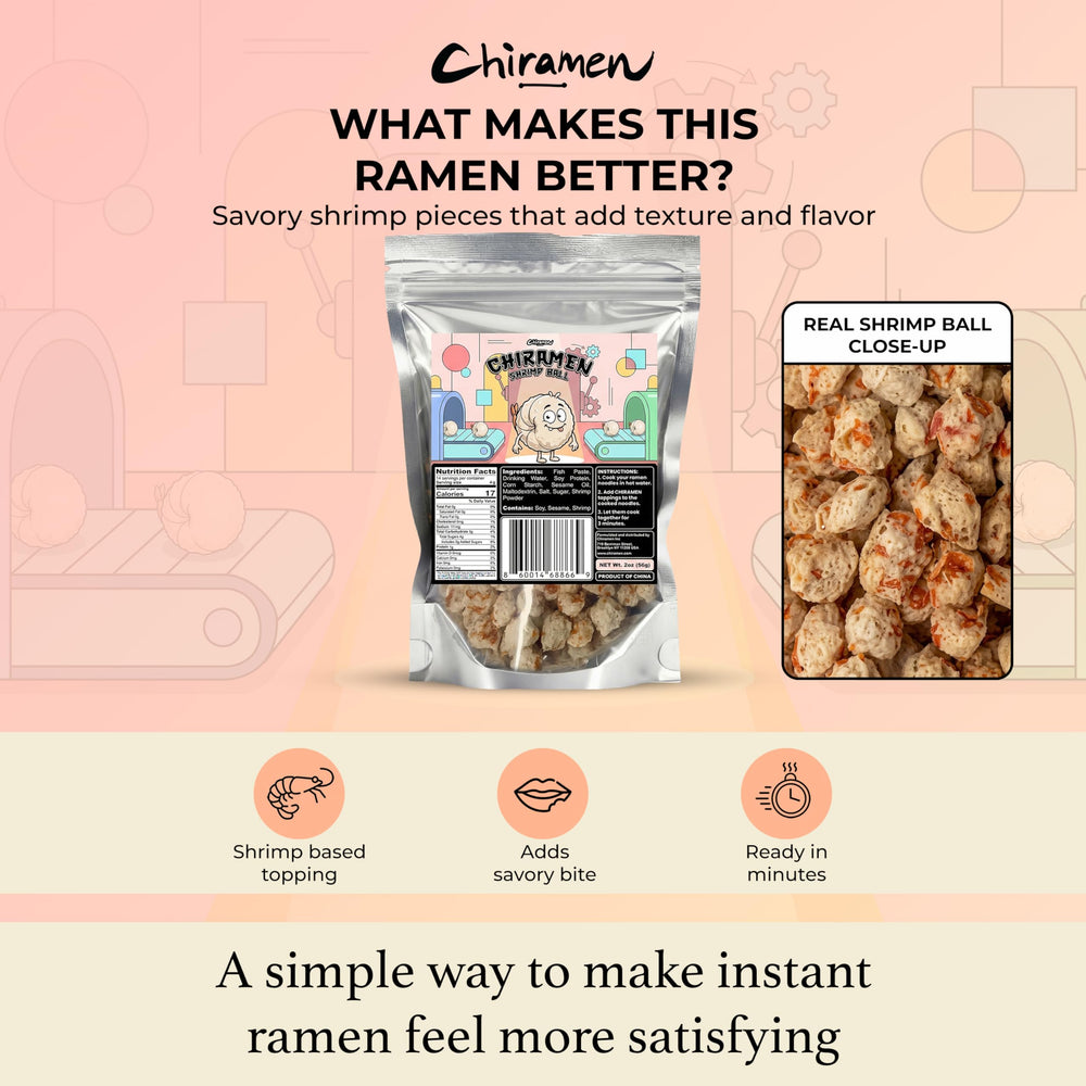 Chiramen shrimp balls topping fried rice adding quick seafood flavor