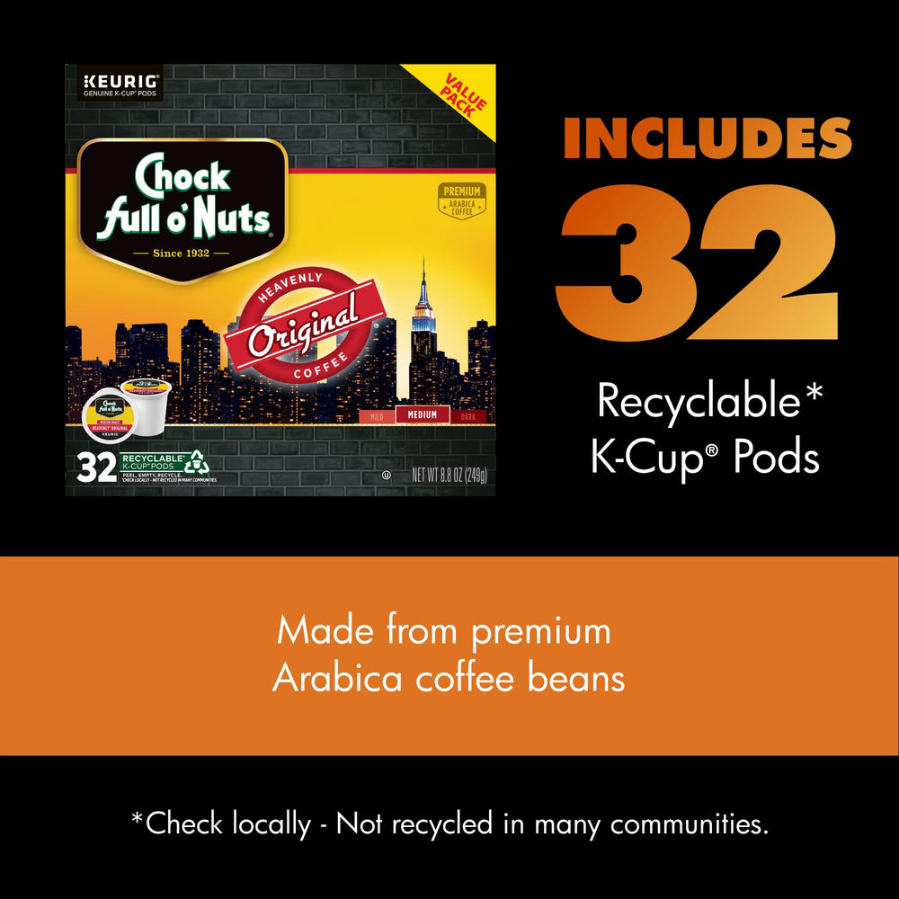Chock Full o' Nuts ground-beans texture from pod illustrating Arabica quality and rich aroma
