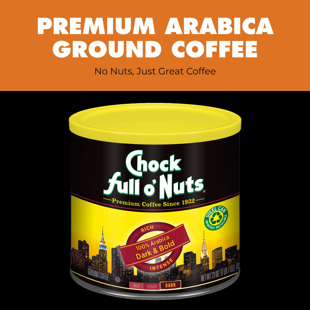 Chock Full o' Nuts ground coffee on spoon demonstrating texture and aroma