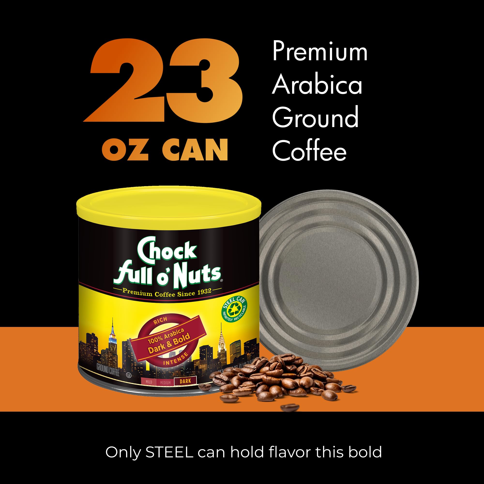 Chock Full o' Nuts can beside drip brewer illustrating brewing compatibility