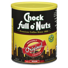 Chock Full o' Nuts front can view showing label and size, highlights freshness