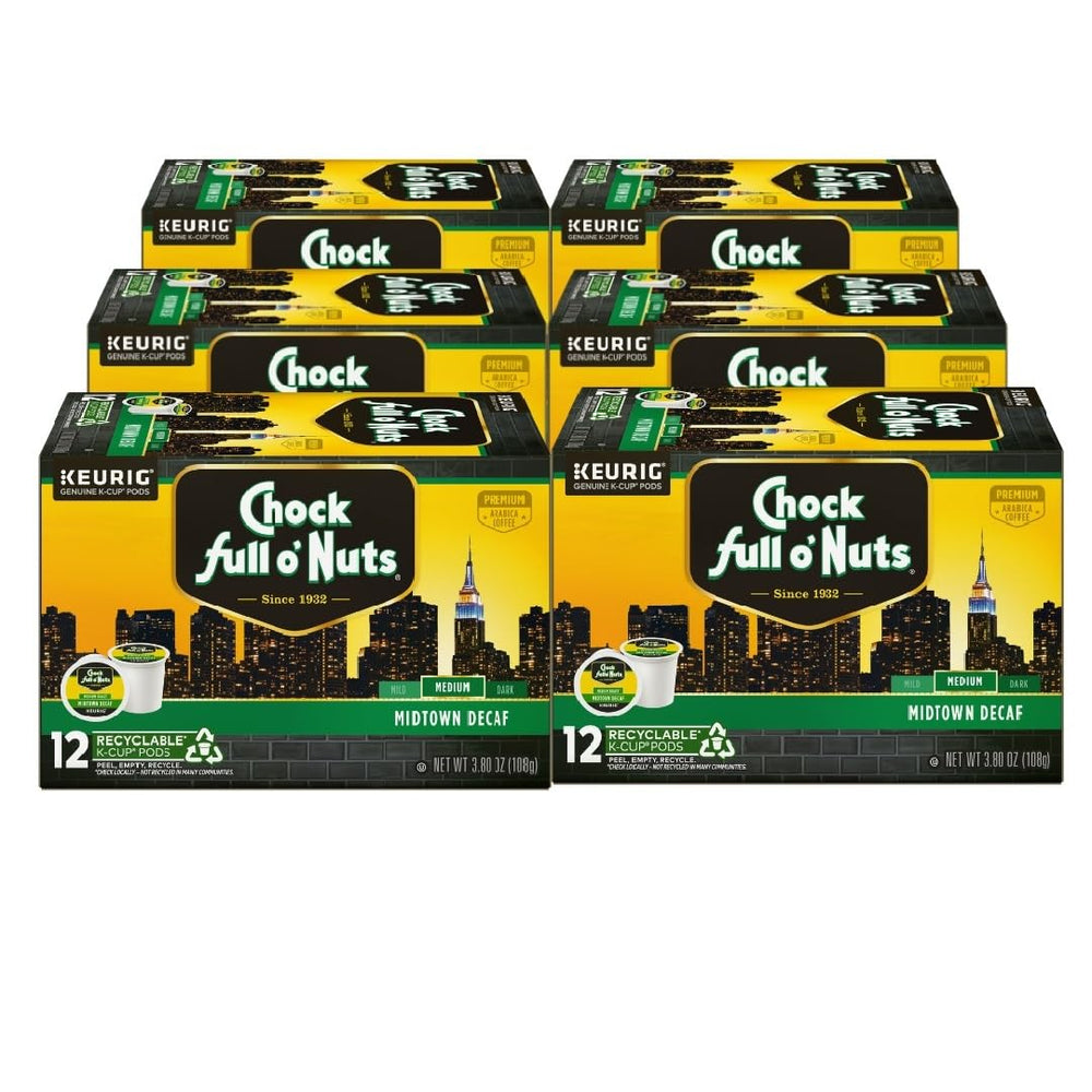Chock Full o' Nuts front packaging showing six boxes and brand clarity