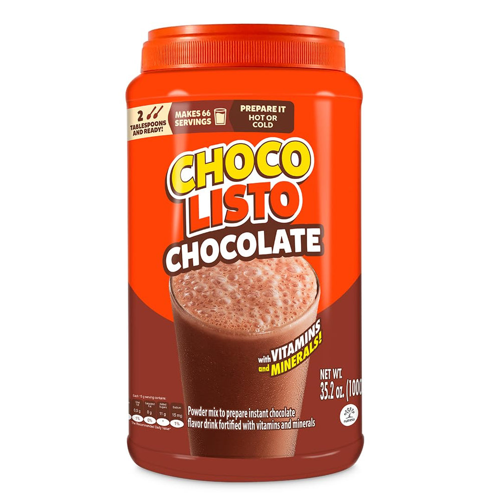 choco Listo front packaging showing canister and branding for quick recognition
