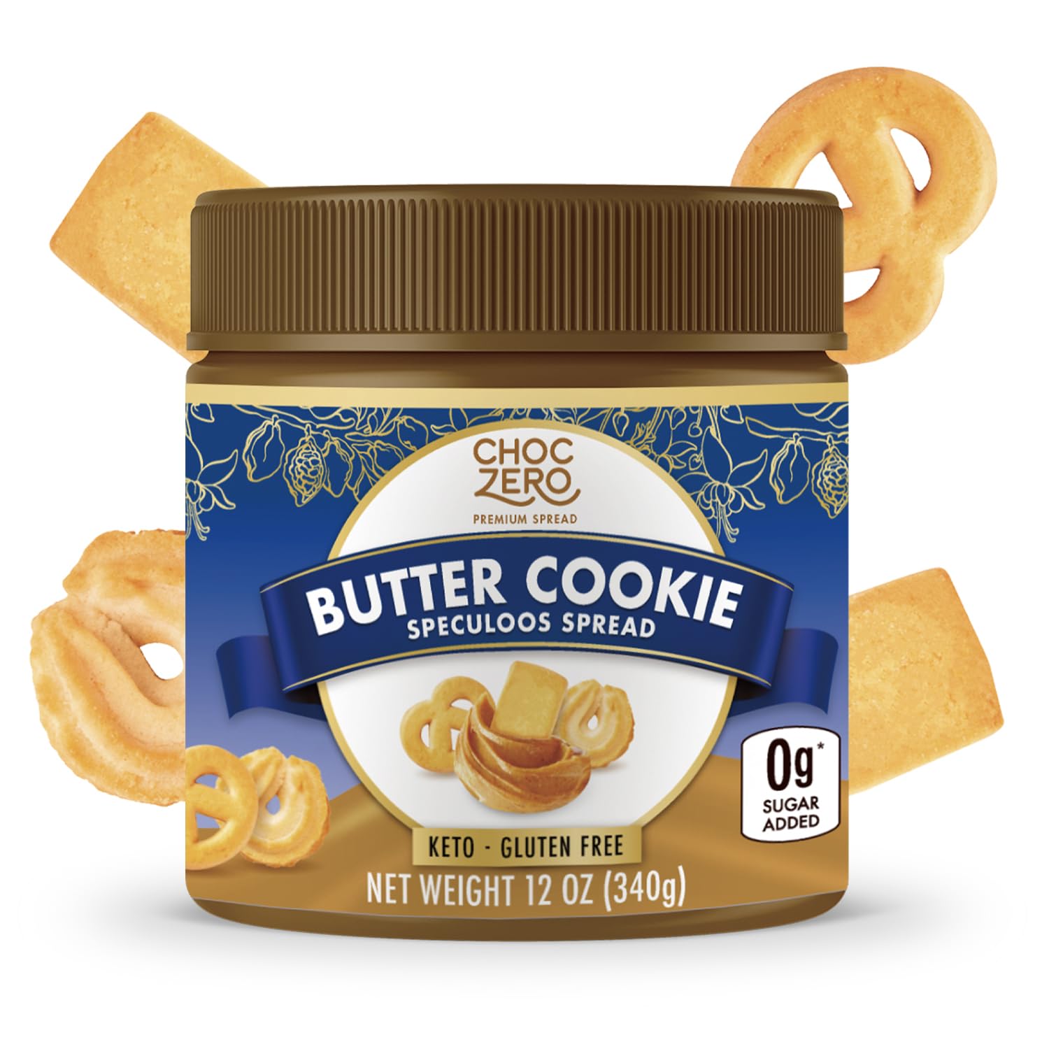 ChocZero jar front label showing butter cookie spread and benefits