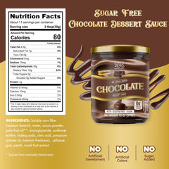 Close-up of ChocZero chocolate sauce pouring to show smooth texture and rich flavor