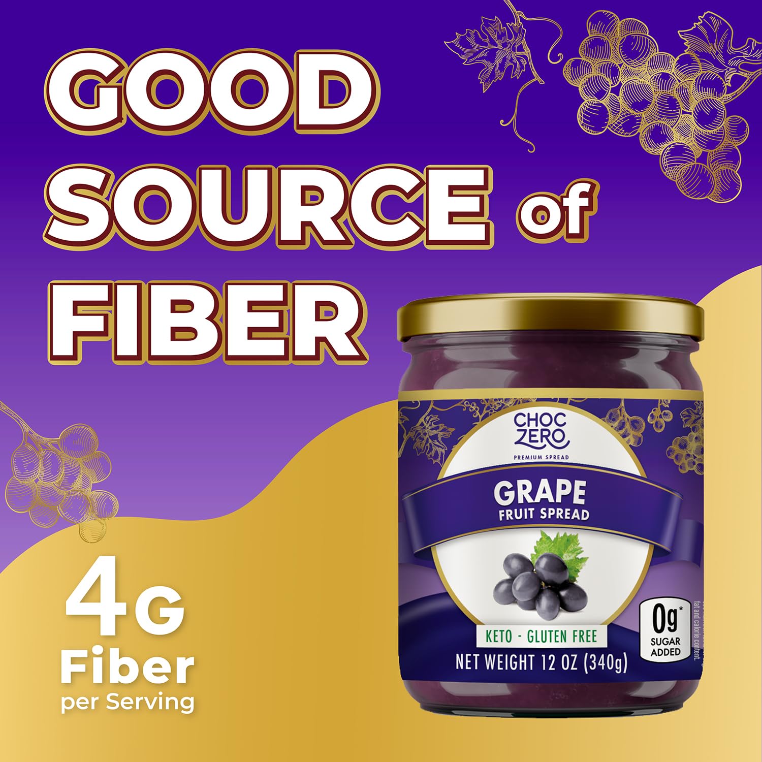 ChocZero ingredient label close-up showing monk fruit and fiber, supports low-carb transparency benefit