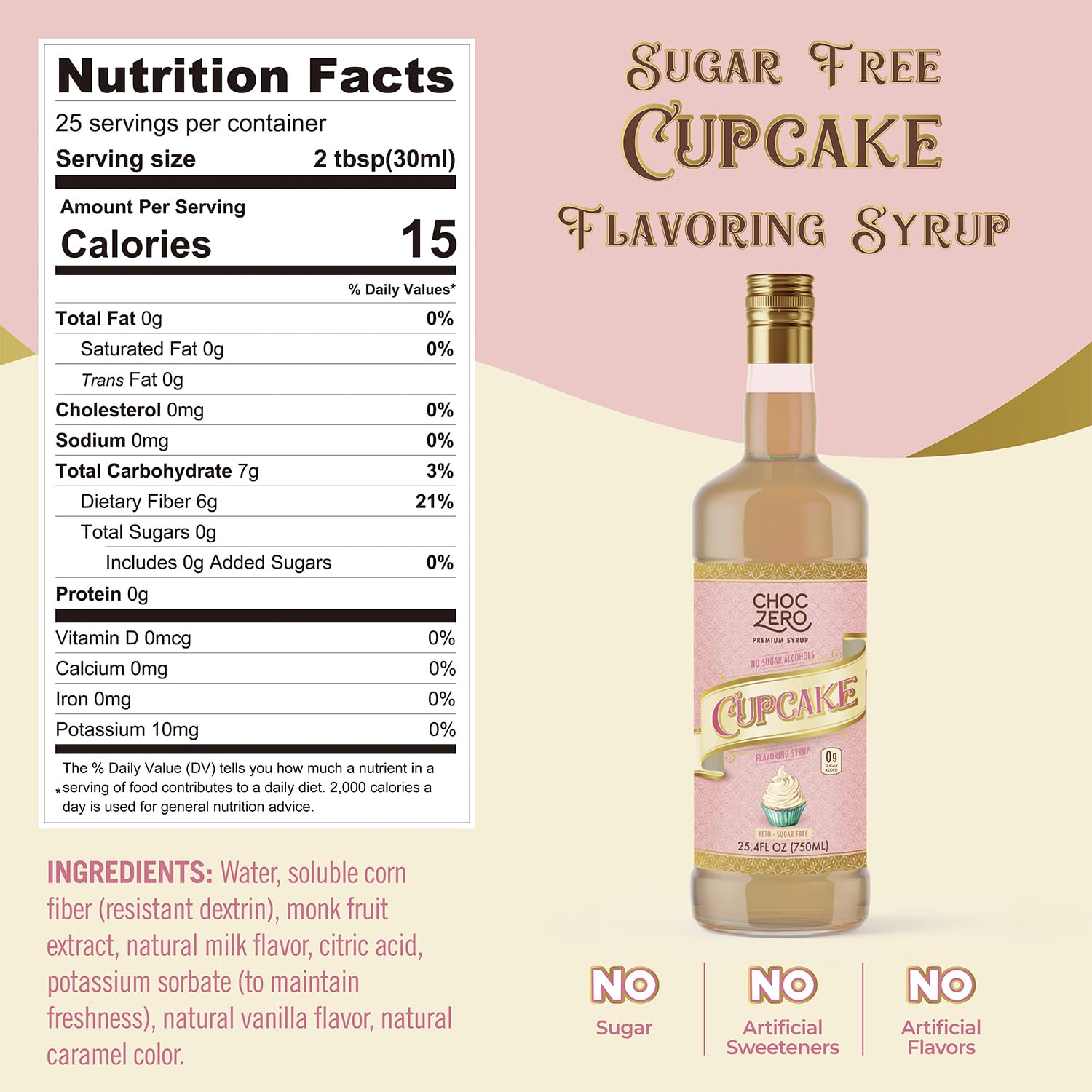 ChocZero cupcake syrup pouring close-up highlighting smooth texture and quick mixability
