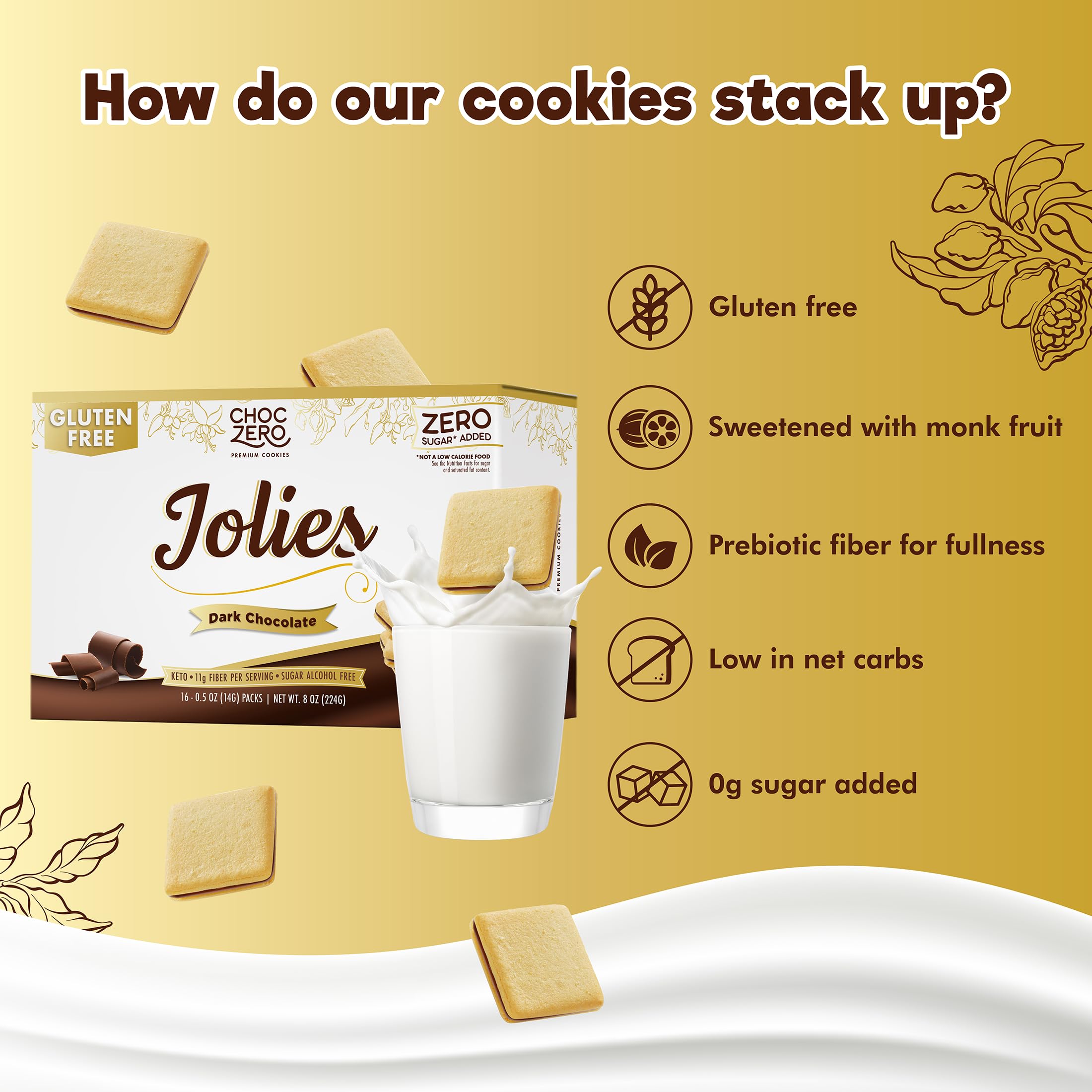 ChocZero split cookie revealing dark chocolate center and crisp shortbread