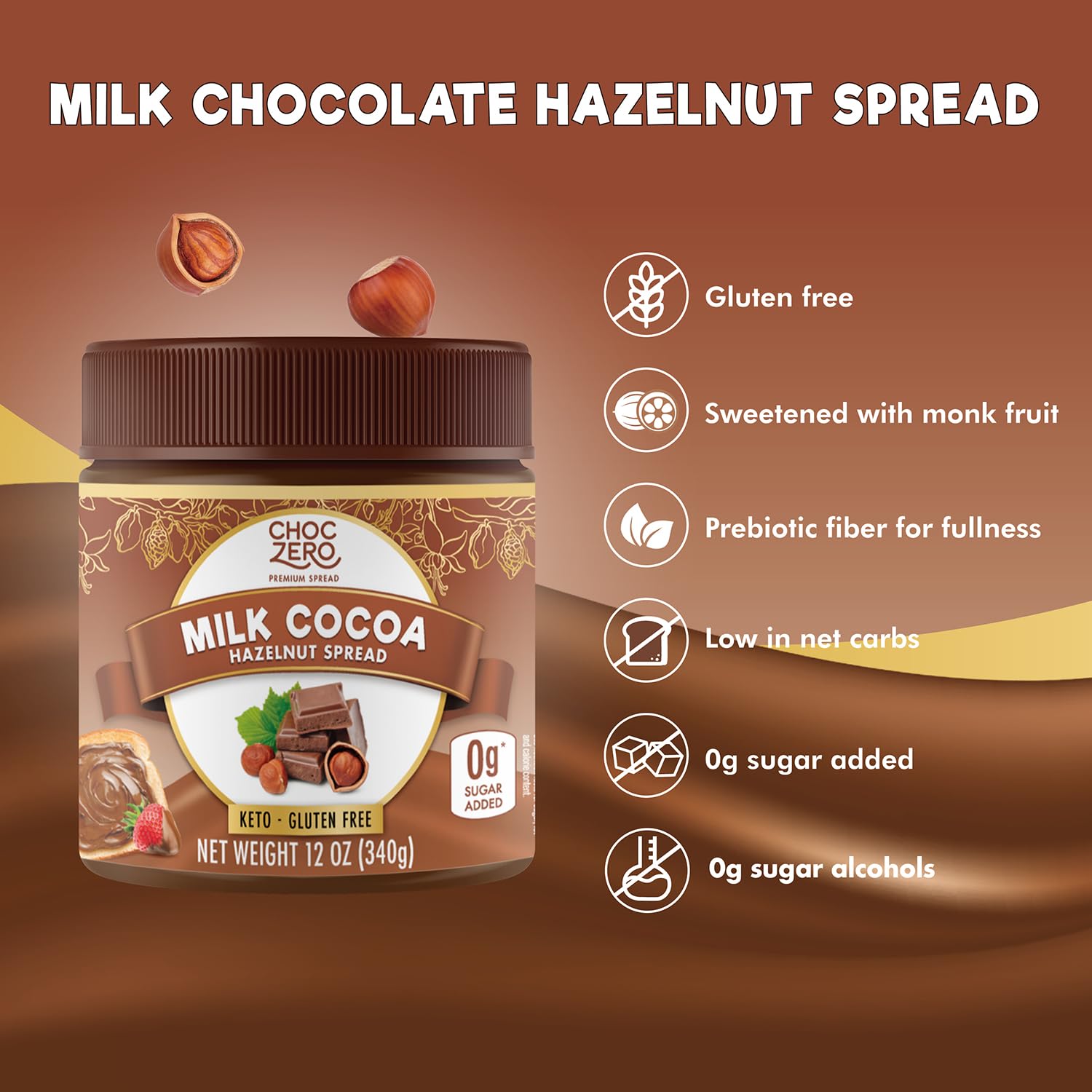 ChocZero spread on toast illustrating convenient breakfast enjoyment