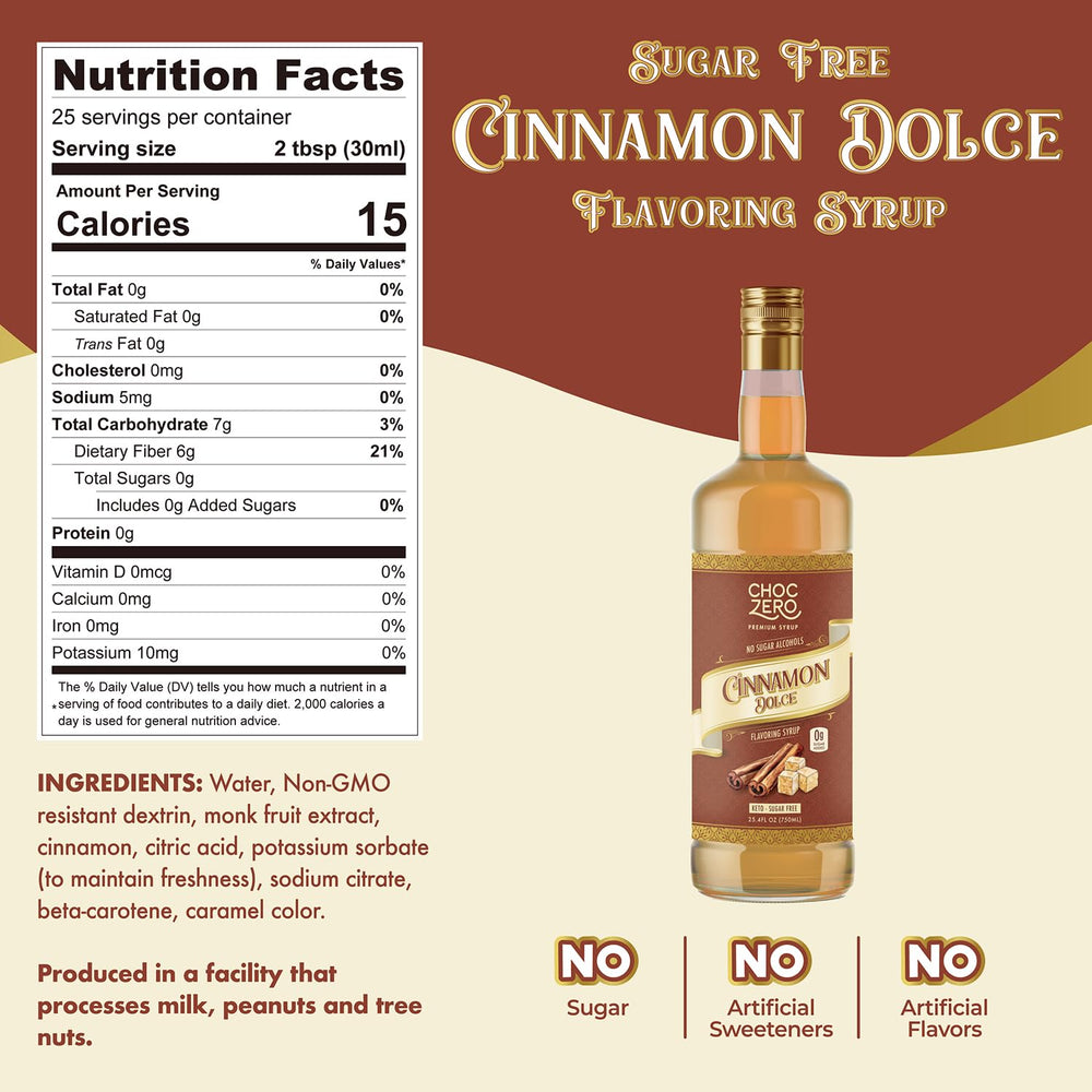ChocZero syrup pouring into a cup illustrating easy mixing and flavor boost