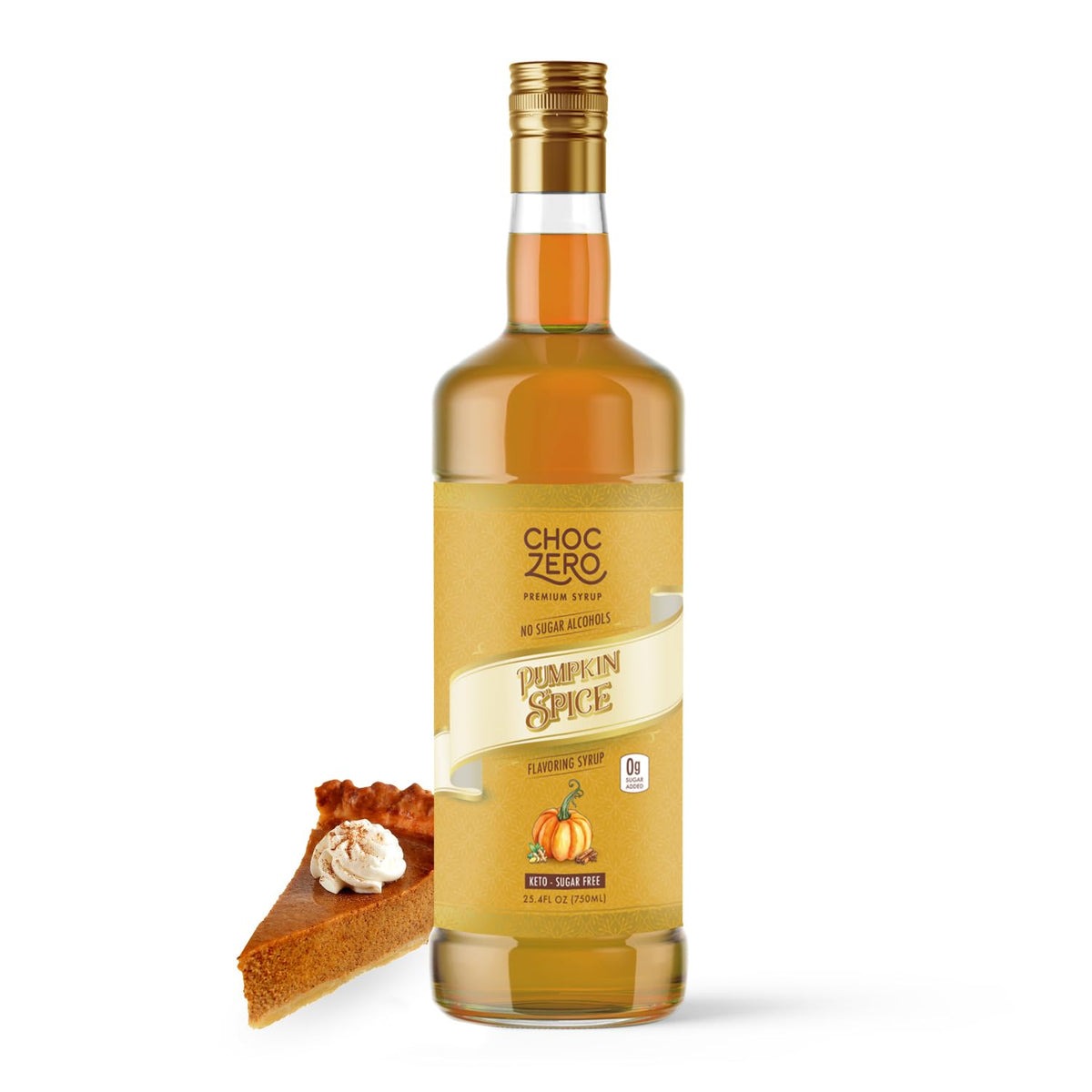 ChocZero bottle front view showing label and pump, convenient seasonal flavor