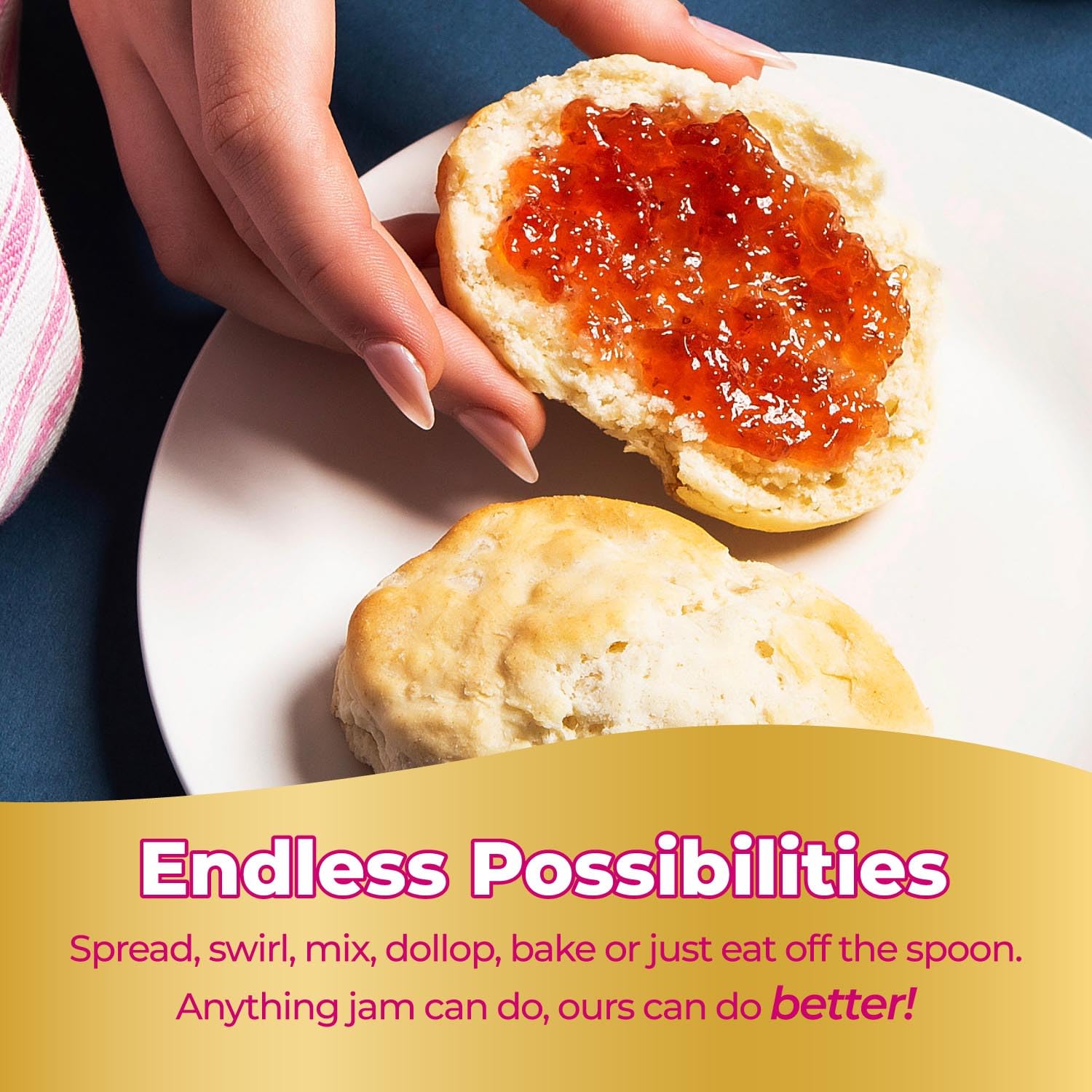 Raspberry preserves used as a filling in thumbprint cookies showing baking versatility benefit