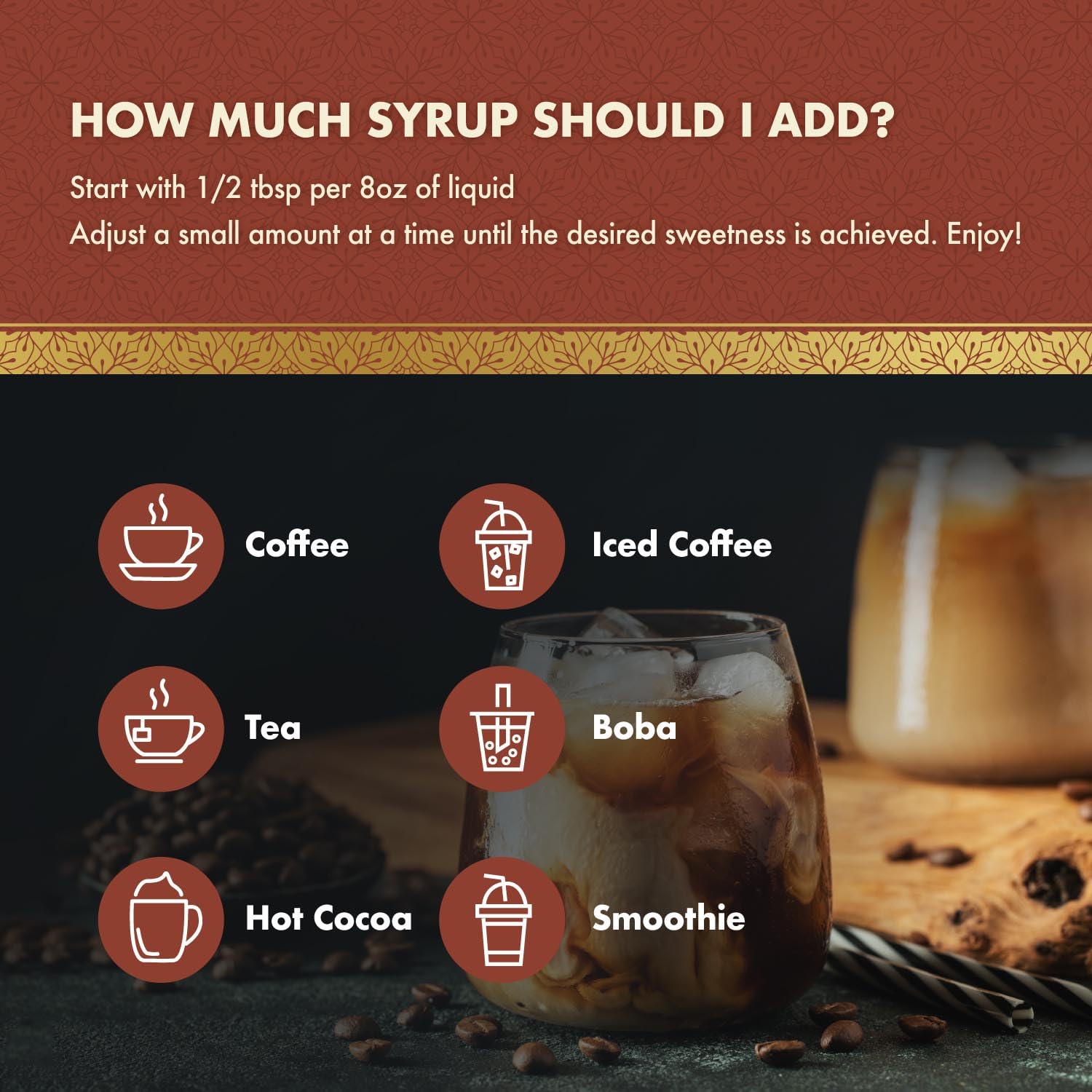 ChocZero syrup added to iced coffee showcasing chilled drink enhancement