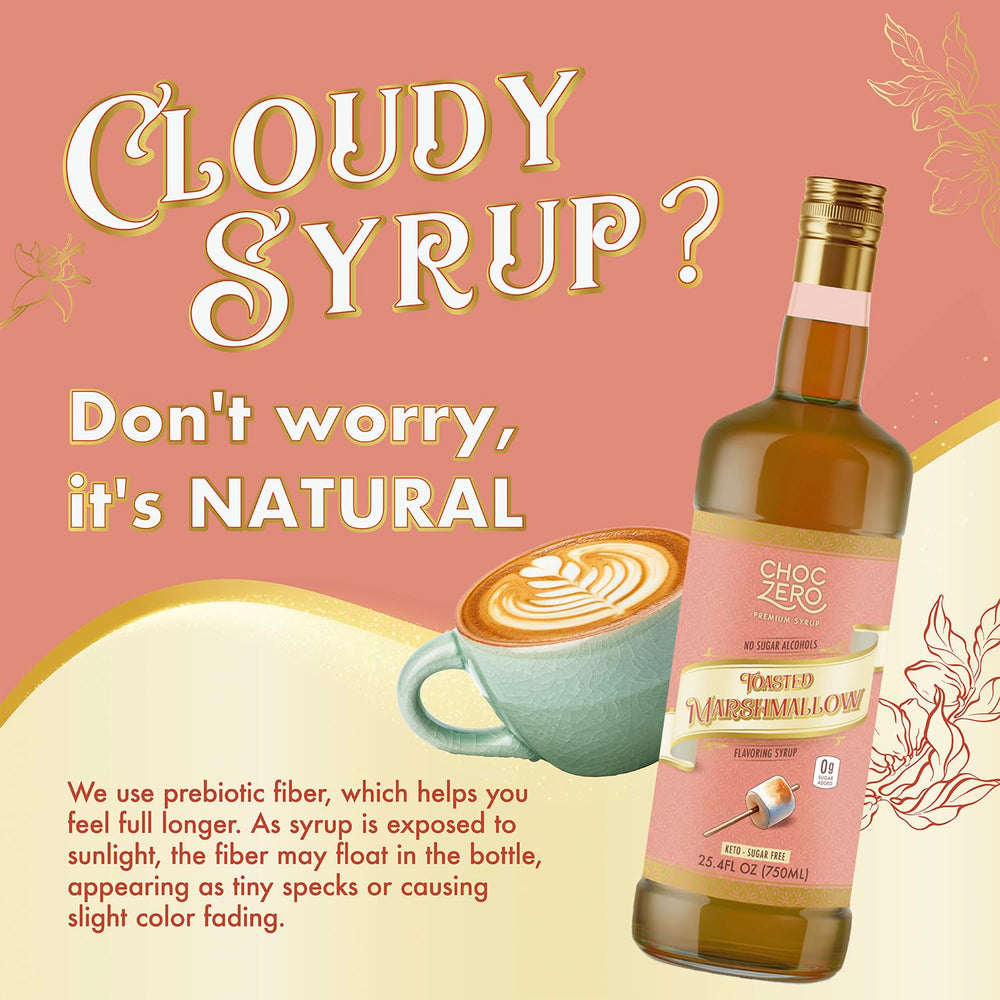 Close-up syrup texture showing ChocZero smooth concentrate for rich flavor