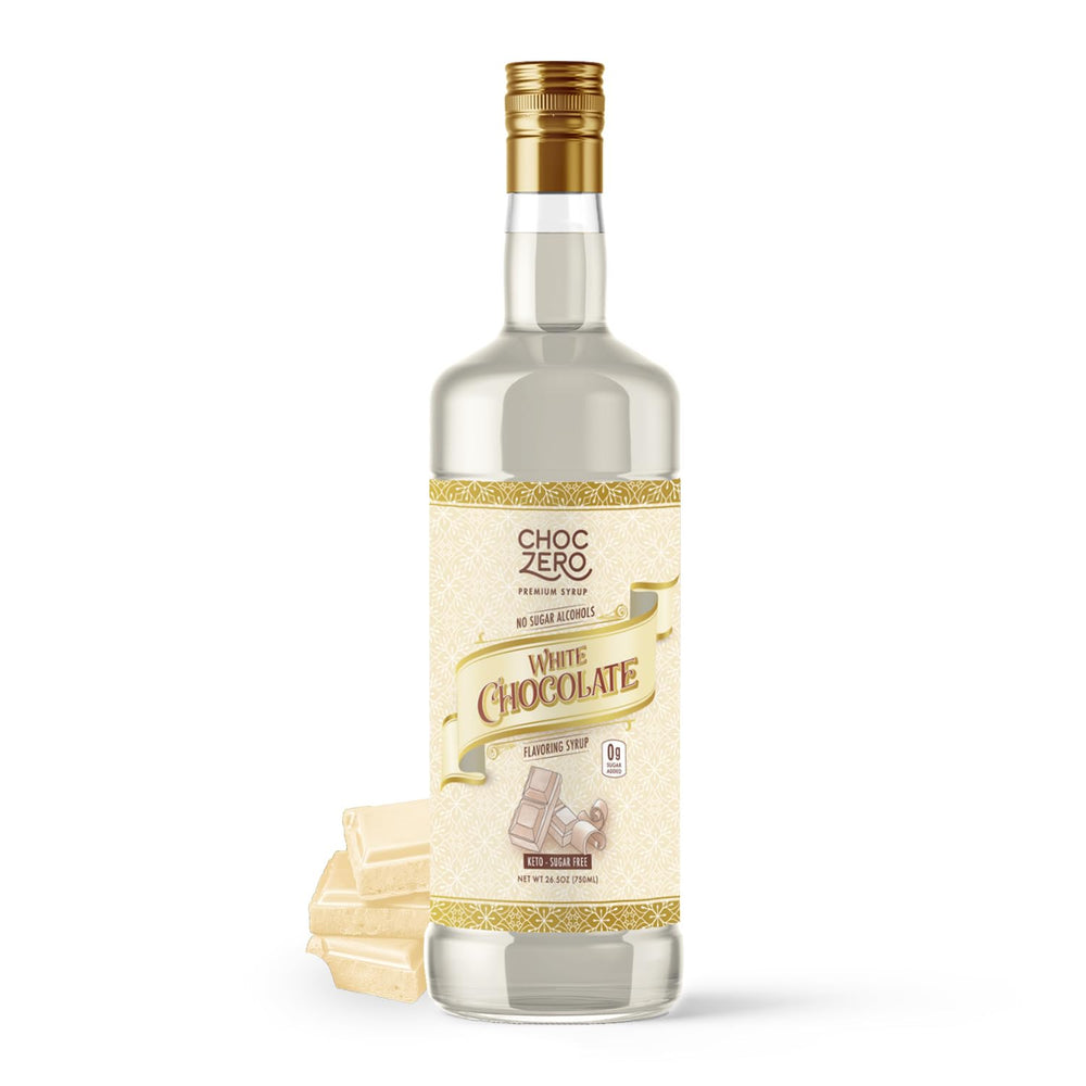 ChocZero bottle front view showing label and size for clear identification and convenience