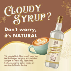 ChocZero syrup mixed into iced coffee showing chilled drink with white chocolate flavor