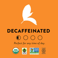 Choice Organic Teas brewed cup in hand demonstrating bold flavor with low caffeine