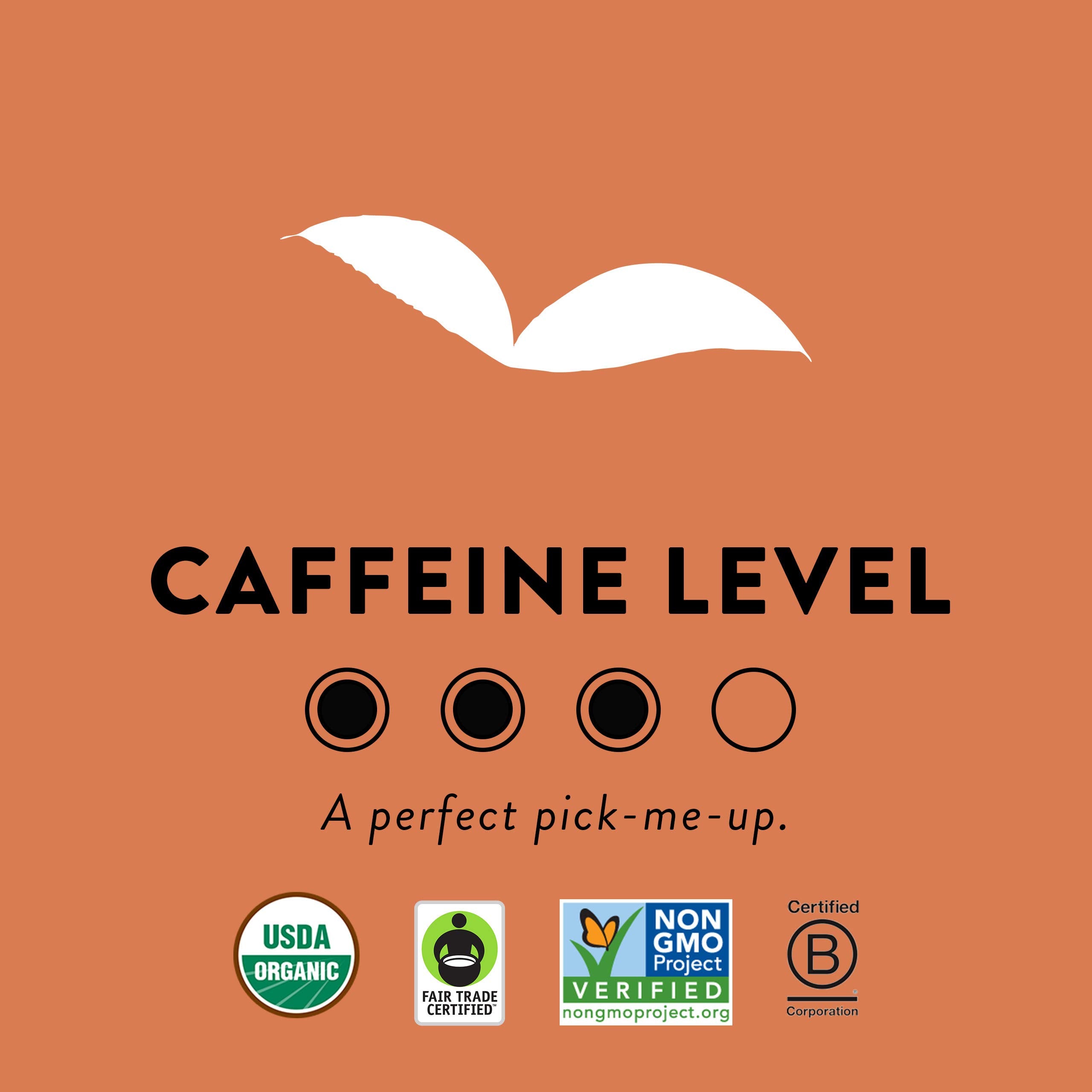 Choice Organic Teas brewed cup of oolong with steam showing balanced aroma and moderate caffeine boost